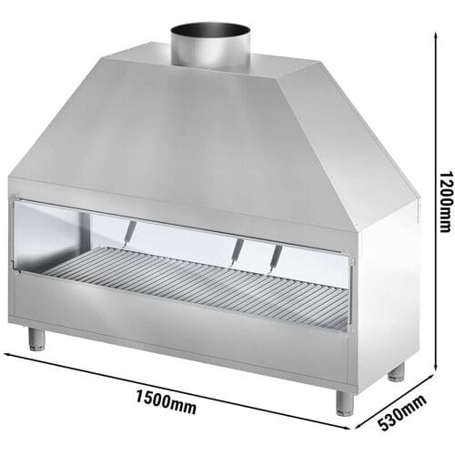 GGM Gastro Edelstahl Holzkohlegrill - 1500mm Zilver