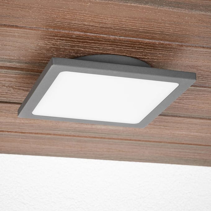 Lucande - LED plafondlamp - 1licht - Aluminium, polycarbonaat - H: 4.1 cm - antraciet, wit - Inclusief lichtbron