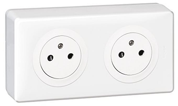 Dubbel Stopcontact - Wandcontactdoos Aarde - Binnen Gebruiken - Snel Draad Aansluiten - 230 Volt - Wit