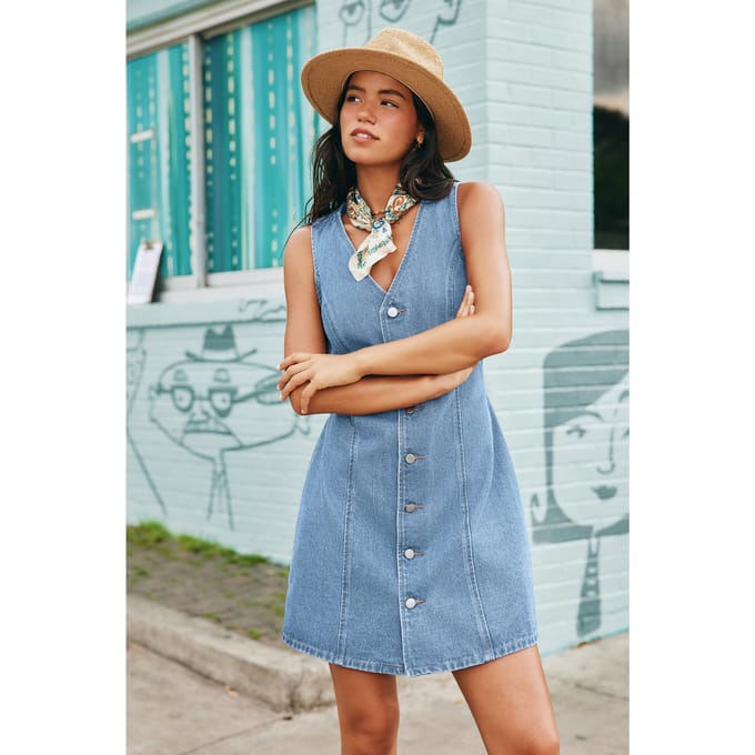 Western Nights blauwe minijurk