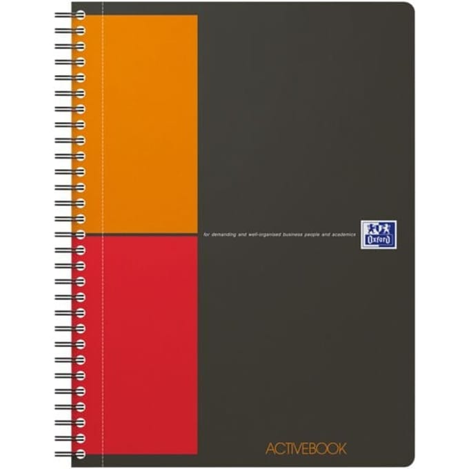 Oxford International Activebook, 80 pagina's, DIN B5, vierkant, met marge, Optik Paper®, dubbele spiraalbinding