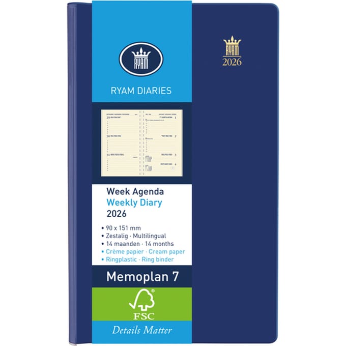 Agenda 2027 Ryam Memoplan 7 Suprema 7dagen/2pagina's ringplastic assorti