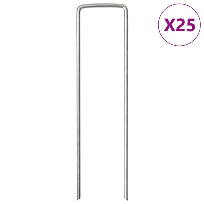 vidaXL - Grondharingen - 25 - st - U-vormig - 15x3,5 - cm - gegalvaniseerd - staal