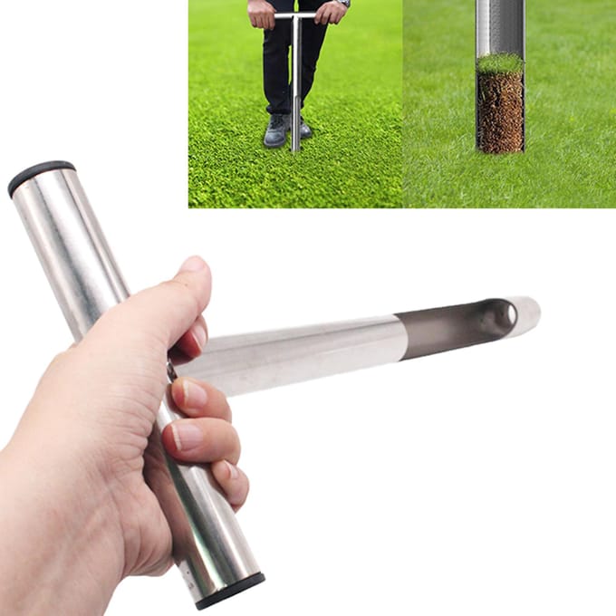 12,8 '' Bodemmonsternemer Sonde T-stijl Handvat Bodemtestkits met 2 stuks monsterzakken Staal Bodembemonstering zilver