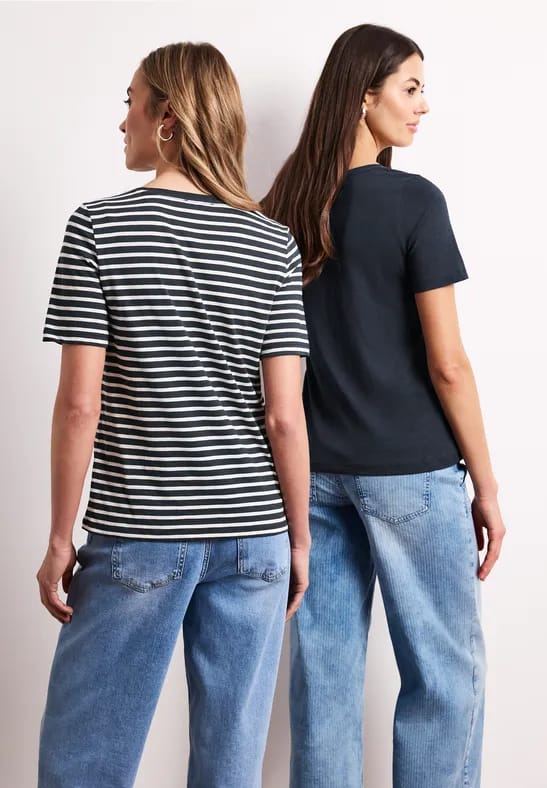 Shirt met ronde V-hals in een pak van 2
