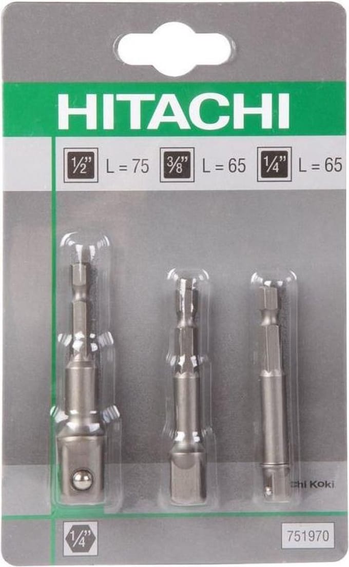 HiKOKI 751970 Adapterset voor doppen 1/4"-3/8"-1/2"