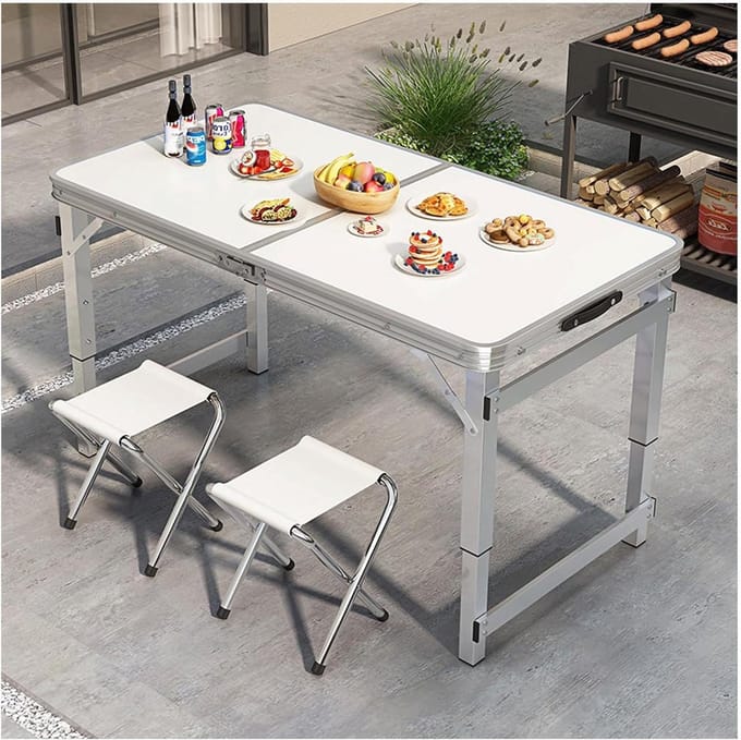 Opklapbare Tafel - Klaptafel Buffet Tafel - Feesten en Dineren - Inklapbaar met Handvat - 120 cm - Wit