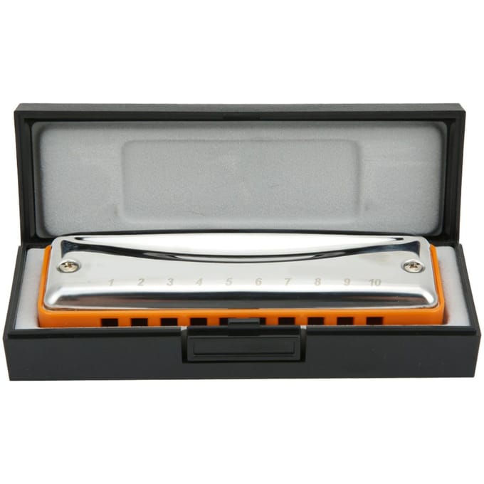 Harmonica Blues 10 Trous Harmonica en Ré Instrument à Vent Étanche orange