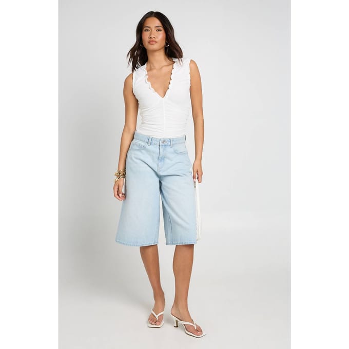 boohoo Dames Mesh Gerimpelde Bodysuit Met Halslijn | Ivoor | Maat: 36