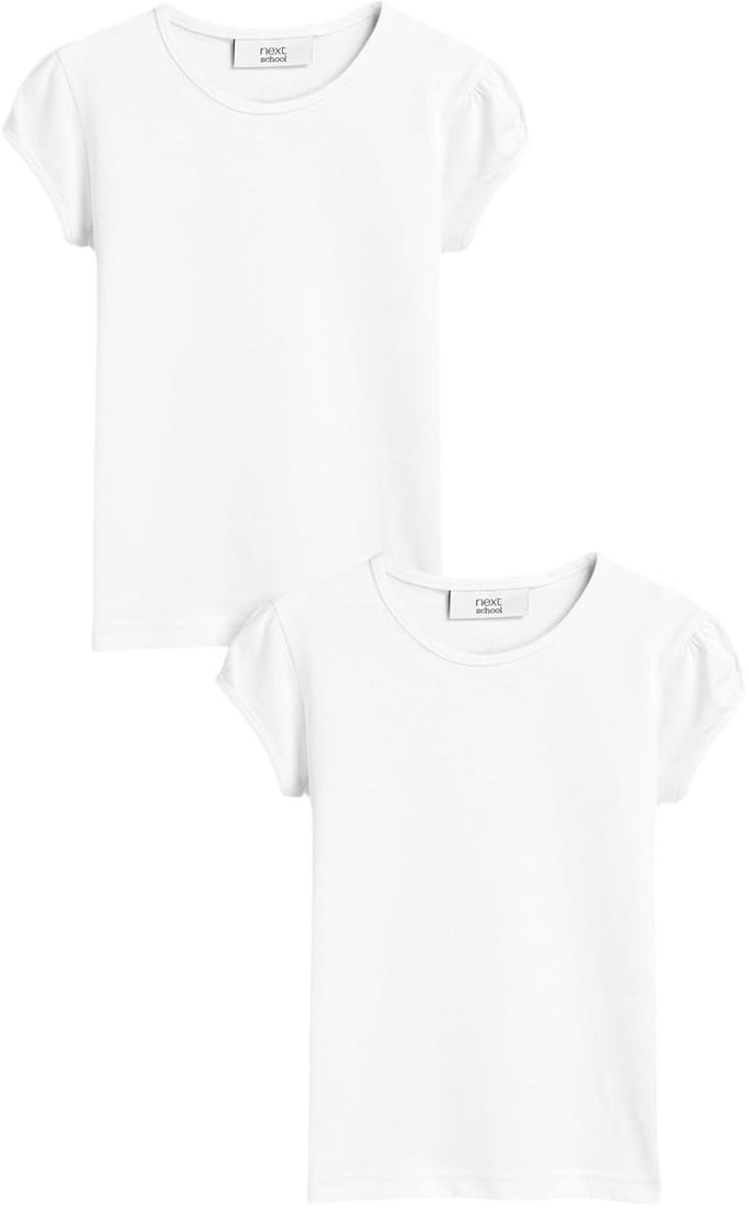 Next - Meisjes - 2 -pack T-shirts met pofmouwen - Wit