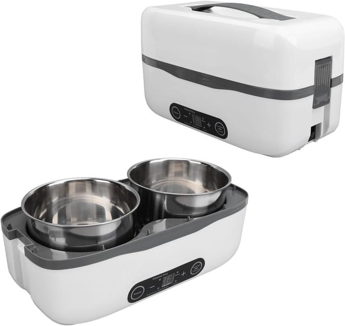Elektrische Lunchtrommel RVS met Timer en Warmhoudfunctie - 1L