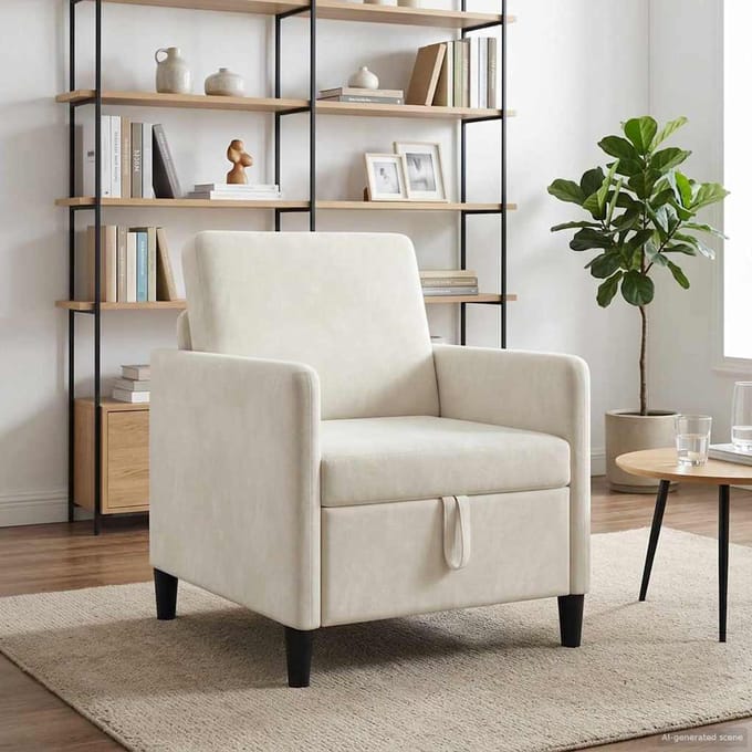 vidaXL - Sofa - met - Opbergruimte - Crèmekleurig - 72 - x - 78 - x - 87 - cm - Polyester