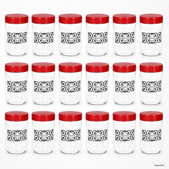 18-delige set bewaarglas IDA met kunststof deksel rood – 24869
