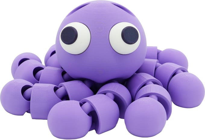 Flexibele octopus beeld – Decoratief beeld - Paars - 3d geprinte beeld – Unieke woondecoratie - 25CM