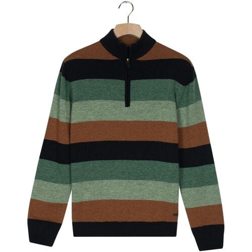 Baileys Trui Lambswool Multistripe Half Zip Dark Forest / male