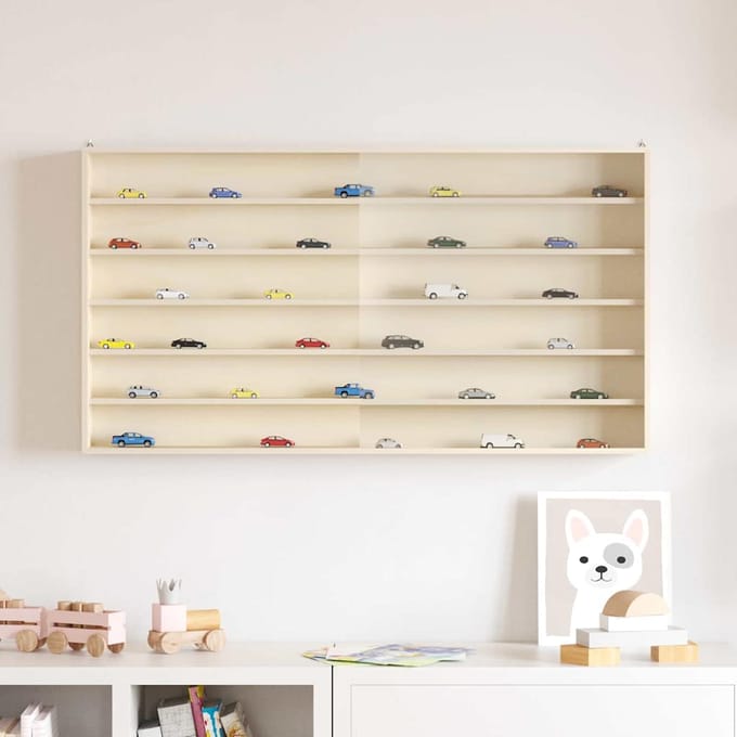 vidaXL - Wanddisplaykast - met - plank - Beige - 100 - x - 8,5 - x - 54 - cm - Multiplex