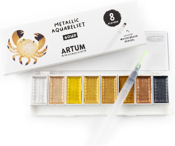 Aquarel Verf Set - Metallic Goud 8 Kleuren