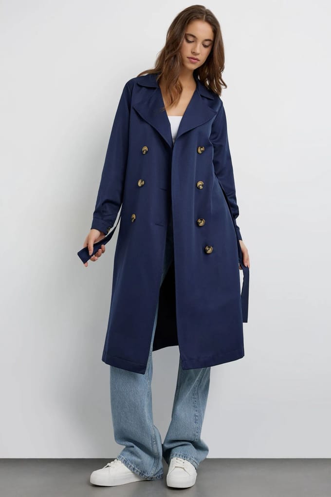 Dubbelzijdig Gordijn Trenchcoat met Ceintuur