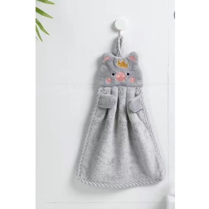 1 serviette de toilette à suspendre, absorbante et anti-chute de poils gris