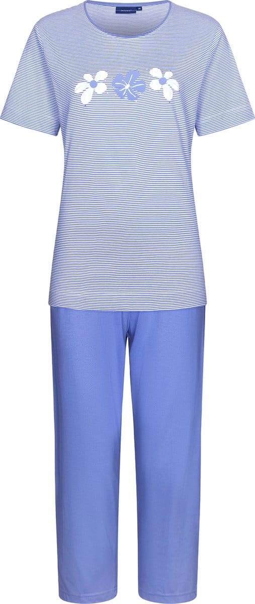Pastunette - Blossoms - Dames Pyjamaset - Blauw - Organisch Katoen - Maat 50
