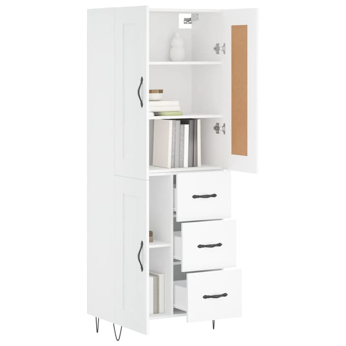vidaXL - Hoge - kast - 69,5x34x180 - cm - bewerkt - hout - wit