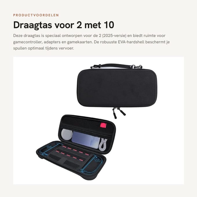Dailygoods - Draagtas voor 2 met 10 Game Card Pockets en Hard Shell