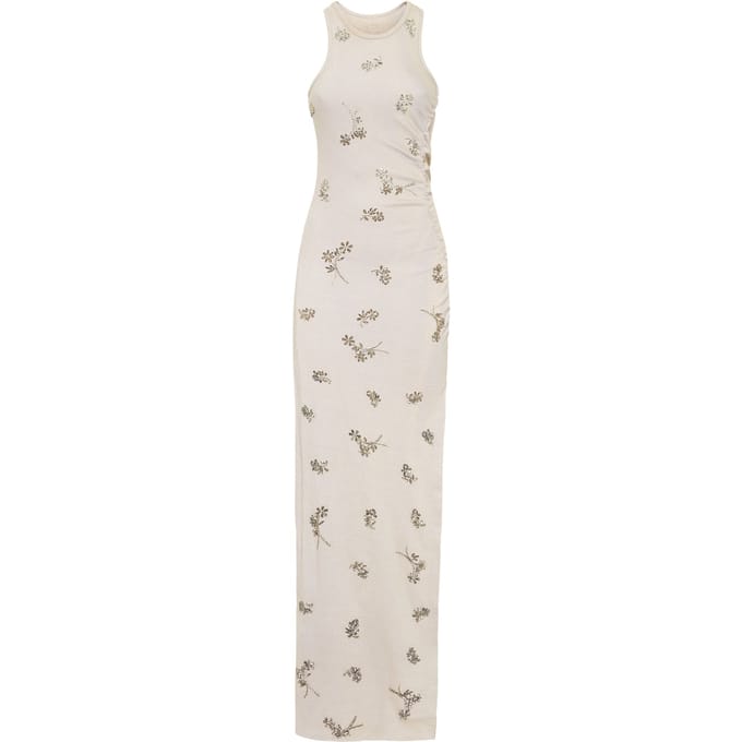 Jersey Rib Long Dress Flowers