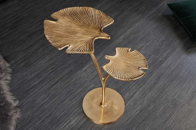 Decoratieve bijzettafel GINKGO LEAFS 50cm goud handgemaakt metaal - 41787