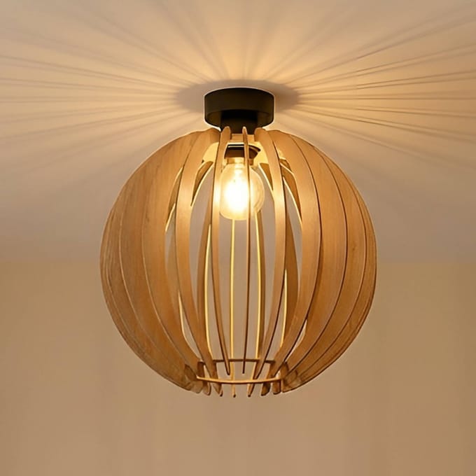 MCJ Plafondlamp Clay, Ø 40 cm, berkenmultiplex, E27