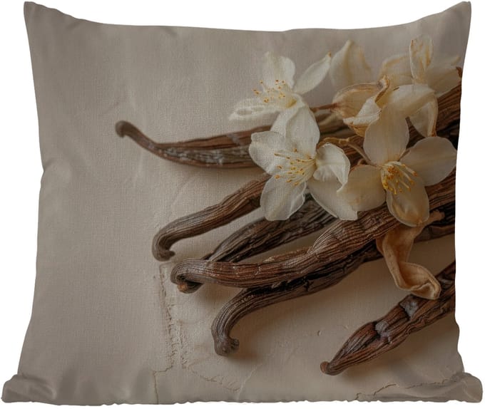 Tuinkussen - Vanille - Bloemen - Beige - 40x40 cm - Weerbestendig