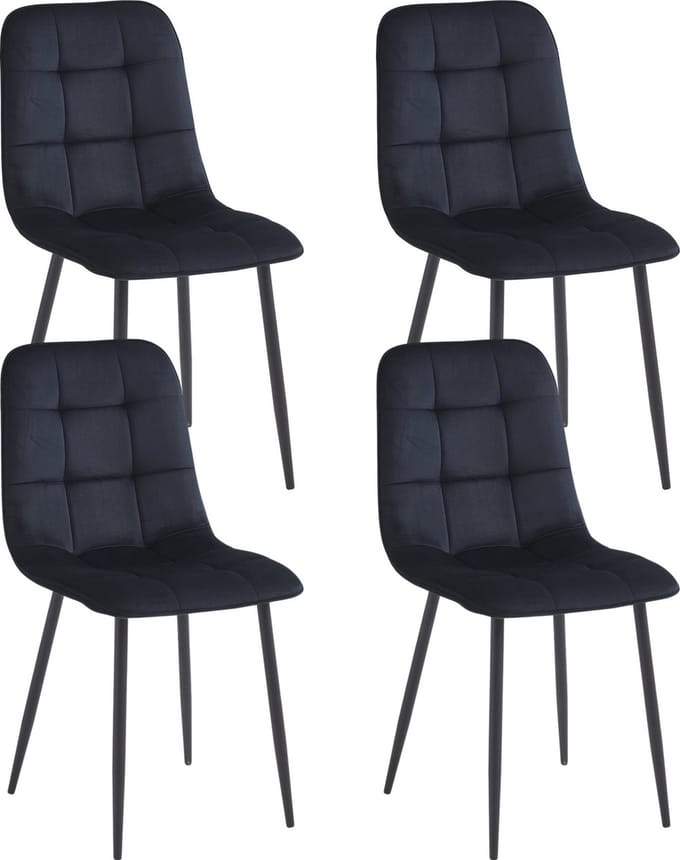Colenis - Ela Eetkamerstoel - Set Van 4 - Zwart - Velvet - Design
