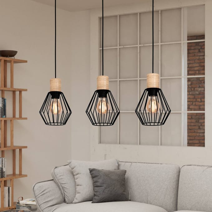 EGLO Palmorla - Hanglamp - E27 - 76 cm - Zwart/Bruin