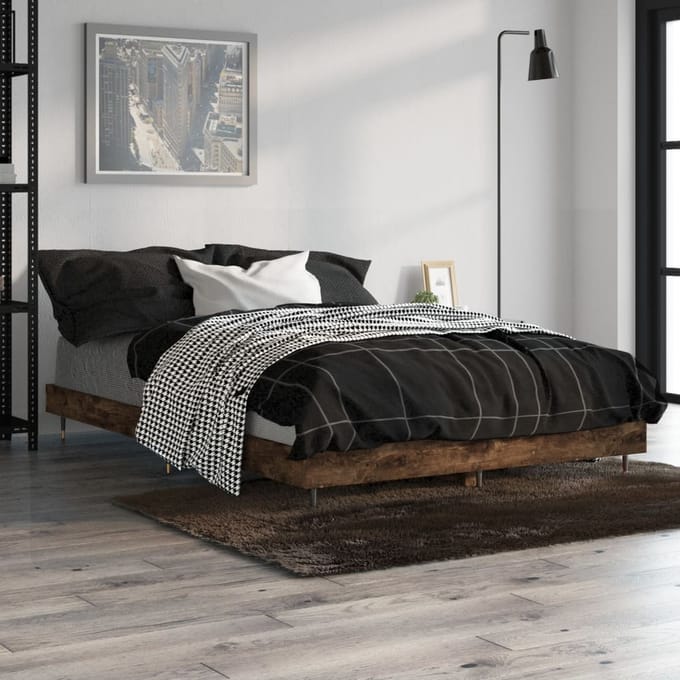 vidaXL - Bedframe - zonder - matras - hout - gerookt - eikenkleurig - 120x190 - cm