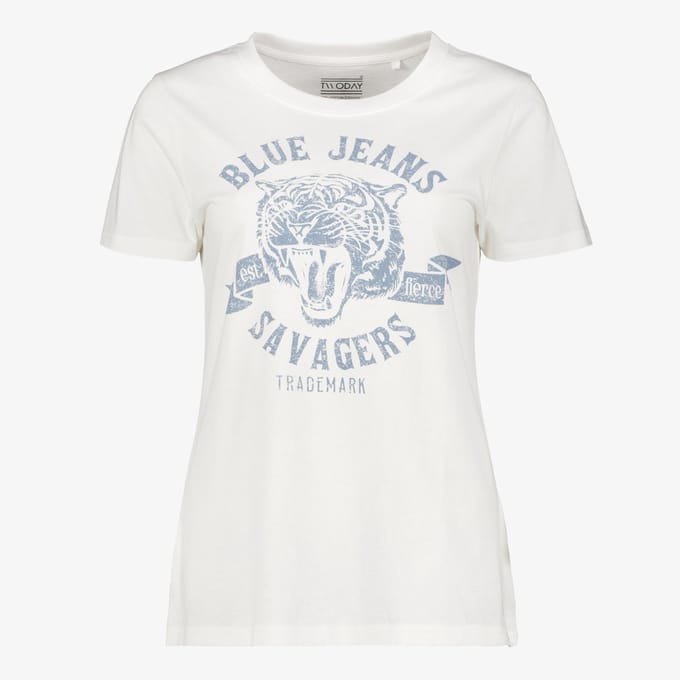 TwoDay dames T-shirt met tijger wit - Maat M