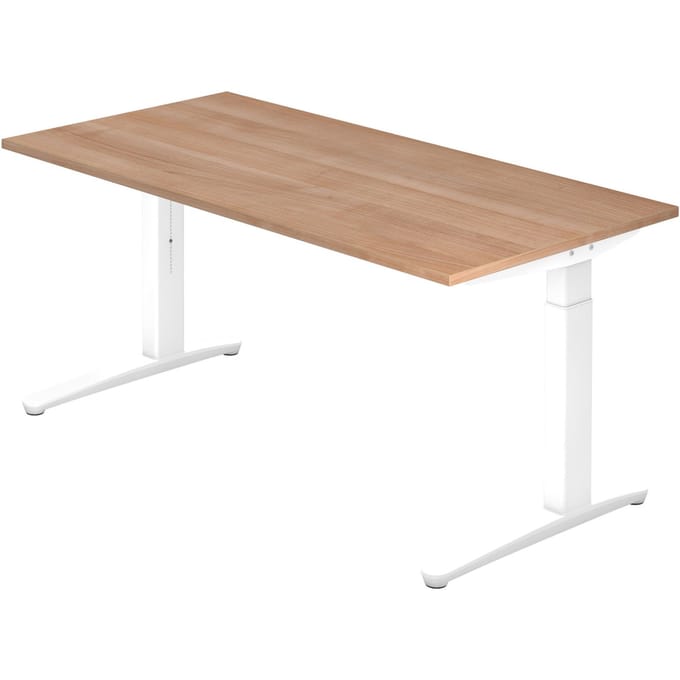 Bureau in hoogte verstelbaar (handmatig) »Alicante« 160 cm onderstel wit slede w