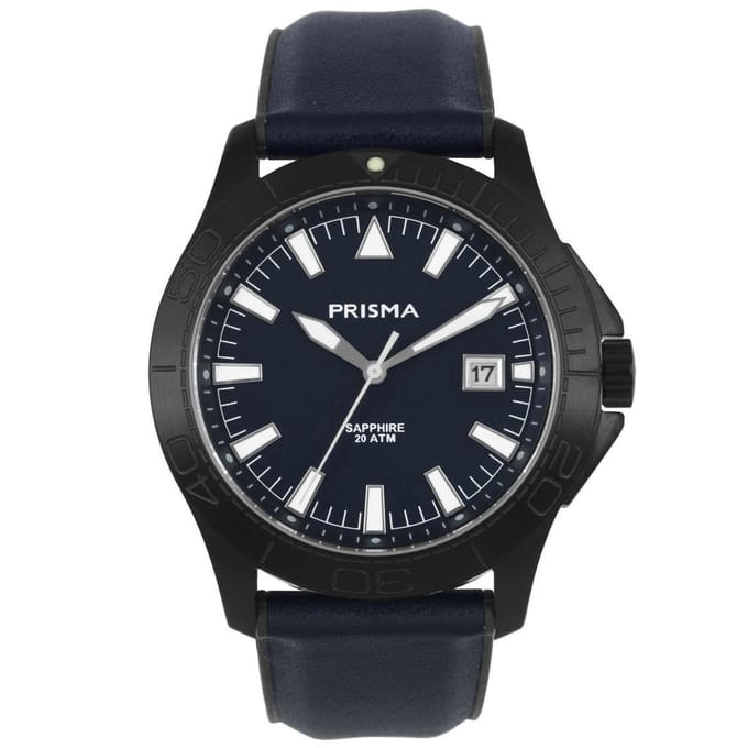 Prisma horloge P.1161 Heren edelstaal Luminous Blauw