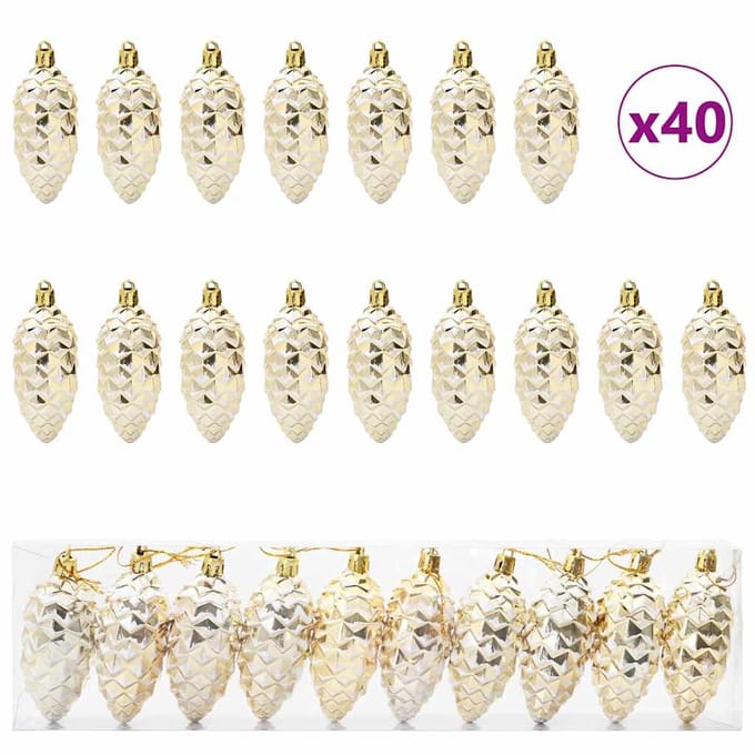 vidaXL - Kerstdennenappelbal - 40 - st - Goud - 4 - x - 9 - cm - Kunststof