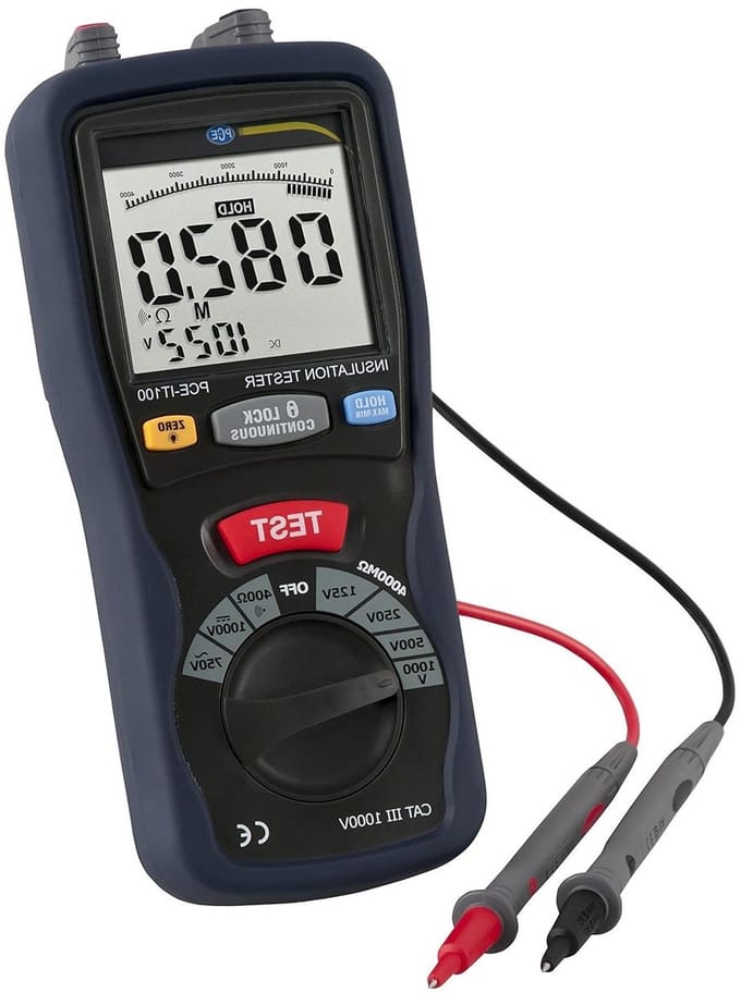 Isolatietester - Weerstandsmeter - Elektrische Inspectie - CAT III 1000 V - 4000 MΩ - Grijs