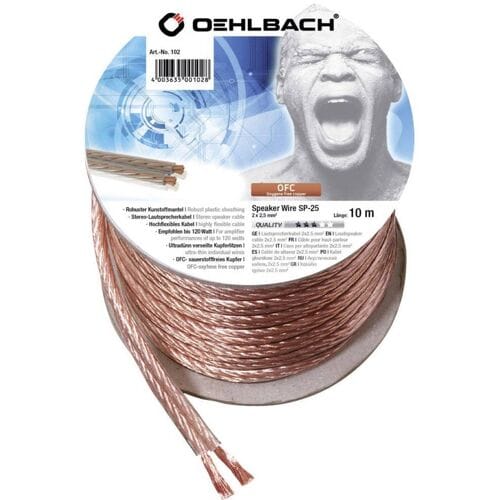 Oehlbach 102 Luidsprekerkabel 2 x 2.5 mm² + 2 x 2.5 mm² Transparant 10 m