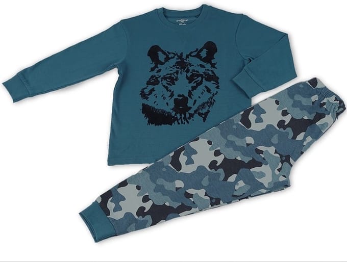 Frogs and Dogs - Pyjama Wolf - Blauw - Maat 104 - Jongens