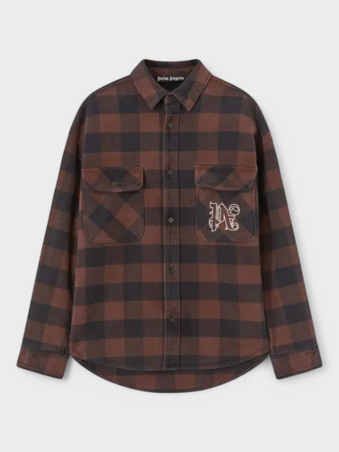 Palm Angels Ruitpatroon Overshirt 'Bruin/Off White'