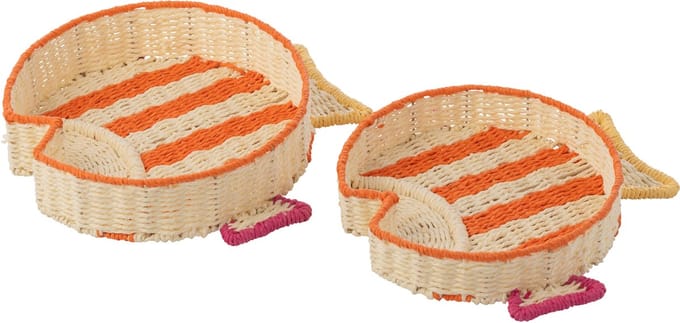J-Line plateau Vis Gestreept - papier - mix - set van 2