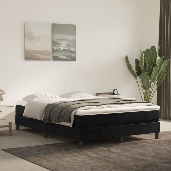 vidaXL - Pocketveringmatras - medium - 140x190x20 - cm - fluweel - zwart