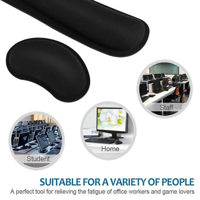 Repose-poignet tapis de souris clavier ensemble de Support de poignet mousse à mémoire ergonomique antidérapant souris de jeu de bureau noir