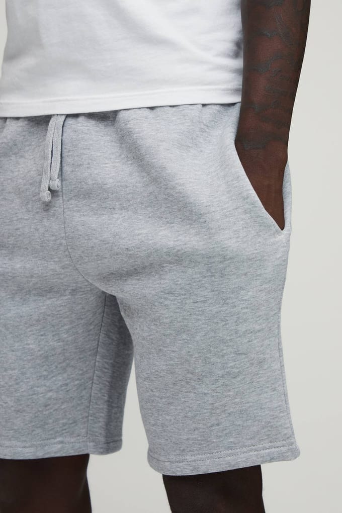 Essential Slim Fit Jersey Short | Grey Marl | Size XL