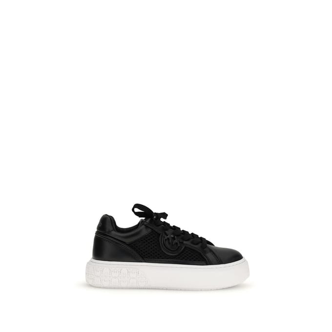 PINKO Zwarte Kalfskin Bos Taurus Platform Sneakers