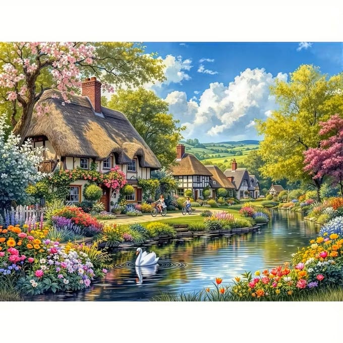 50x40cm Diamond Painting roodborstjes sneeuw (rond) nr 85