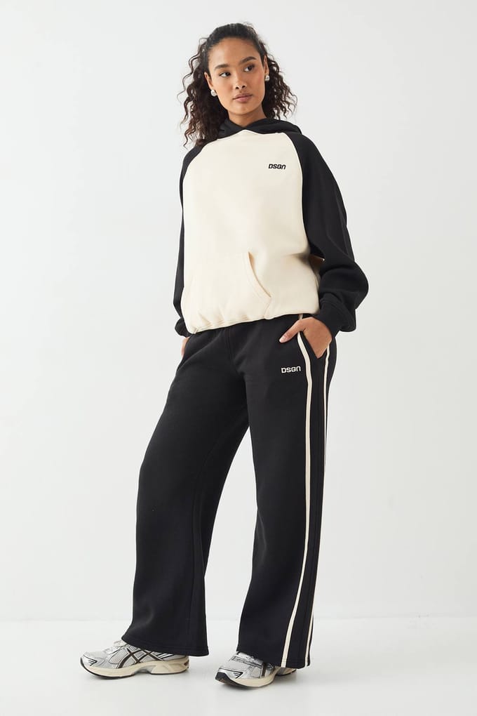 Dames DSGN Studio Colour Block Raglan Oversized Hoodie | Zwart | Maat: Small