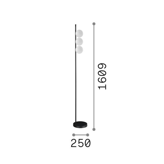 IDEAL LUX vloerlamp Binomio messing, 160 cm, metaal, 3-lamps