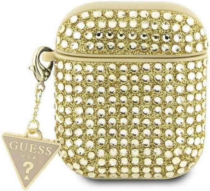 Guess Rhinestones Triangle Logo Airpods Case - Apple Airpods 1 & 2 - Goud